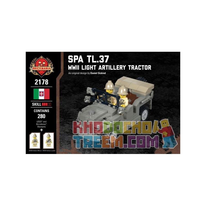 BRICKMANIA 2178 Xếp hình kiểu Lego MILITARY ARMY SPA TL.37 - WWII Light Artillery Tractor Spa TL.37 - World War II Light Artillery Traction Car Máy Kéo Pháo Hạng Nhẹ SPA TL.37-WWII 280 khối BRICKMANIA 2178 Xếp hình kiểu Lego MILITARY ARMY SPA TL.37 - WWII Light Artillery Tractor Spa TL.37 - World War II Light Artillery Traction Car Máy Kéo Pháo Hạng Nhẹ SPA TL.37-WWII 280 khối