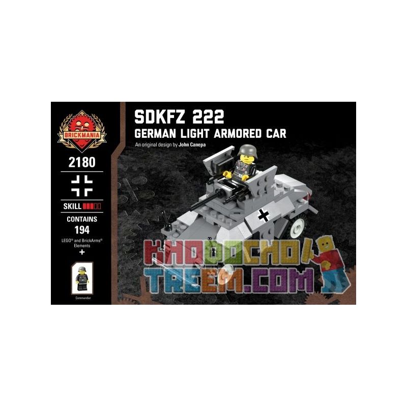 BRICKMANIA 2180 Xếp hình kiểu Lego MILITARY ARMY Sdkfz 222 - German Light Armored Car SDKFZ 222 - German Light Armored Vehicles Sdkfz 222-Xe Bọc Thép Hạng Nhẹ Của Đức 194 khối BRICKMANIA 2180 Xếp hình kiểu Lego MILITARY ARMY Sdkfz 222 - German Light Armored Car SDKFZ 222 - German Light Armored Vehicles Sdkfz 222-Xe Bọc Thép Hạng Nhẹ Của Đức 194 khối
