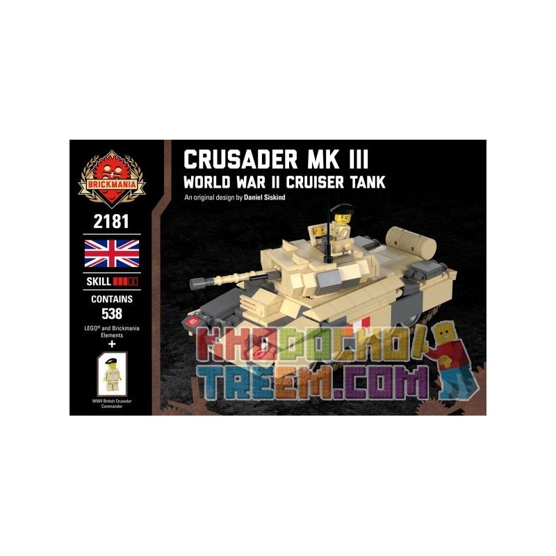 BRICKMANIA 2181 non Lego CRUSADER TANK MK III-XE TĂNG HÀNH TRÌNH TRONG THẾ CHIẾN bộ đồ chơi xếp lắp ráp ghép mô hình Military Army CRUSADER MK III - WORLD WAR CRUISER TANK Quân Sự Bộ Đội 538 khối