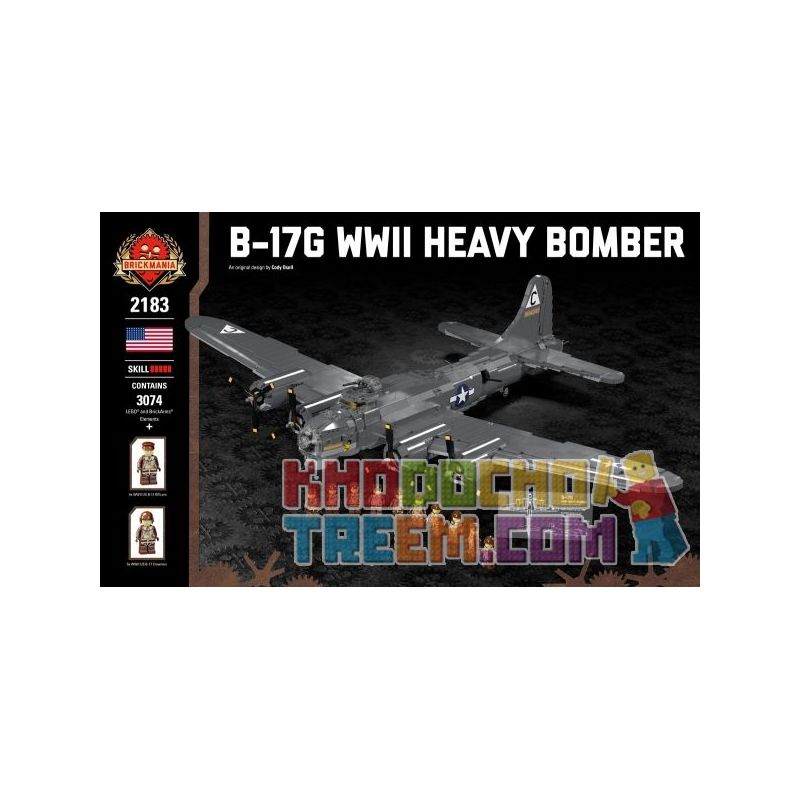 BRICKMANIA 2183 non Lego MÁY BAY NÉM BOM HẠNG NẶNG B-17G-THẾ CHIẾN II bộ đồ chơi xếp lắp ráp ghép mô hình Military Army B-17G WWII HEAVY BOMBER Quân Sự Bộ Đội 3074 khối