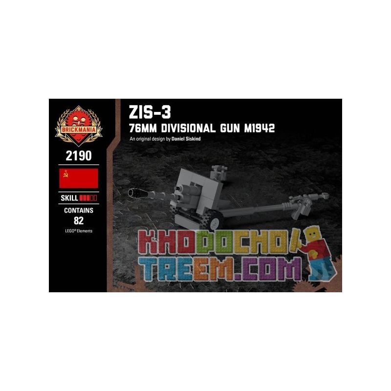 BRICKMANIA 2190 Xếp hình kiểu Lego MILITARY ARMY ZiS-3 - 76mm Divisional Gun M1942 76 Mm M1942 (ZIS-3) Súng 76mm M1942 (ZiS-3) 82 khối BRICKMANIA 2190 Xếp hình kiểu Lego MILITARY ARMY ZiS-3 - 76mm Divisional Gun M1942 76 Mm M1942 (ZIS-3) Súng 76mm M1942 (ZiS-3) 82 khối