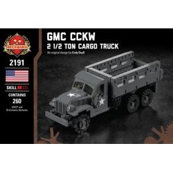 BRICKMANIA 2191 Xếp hình kiểu Lego MILITARY ARMY GMC CCKW - 2 1 2 Ton Cargo Truck GMC CCKW - 2 1 2 Tons Of Truck GMC CCKW-2 1 Xe Tải 2 Tấn 260 khối
