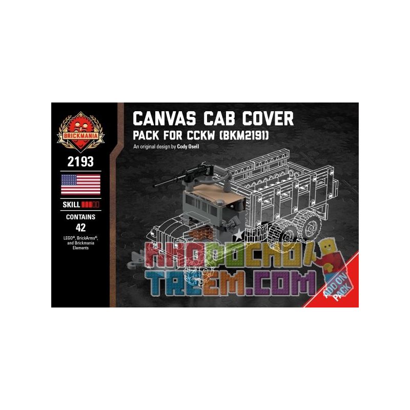 BRICKMANIA 2193 Xếp hình kiểu Lego MILITARY ARMY Canvas Cab Cover And Winch - Pack For CCKW (BKM2191) Canvas Cabin And Winch - CCKW (BKM2191) Supplement Tời Vải Và Bộ Tời-CCKW (BKM2191) 42 khối BRICKMANIA 2193 Xếp hình kiểu Lego MILITARY ARMY Canvas Cab Cover And Winch - Pack For CCKW (BKM2191) Canvas Cabin And Winch - CCKW (BKM2191) Supplement Tời Vải Và Bộ Tời-CCKW (BKM2191) 42 khối