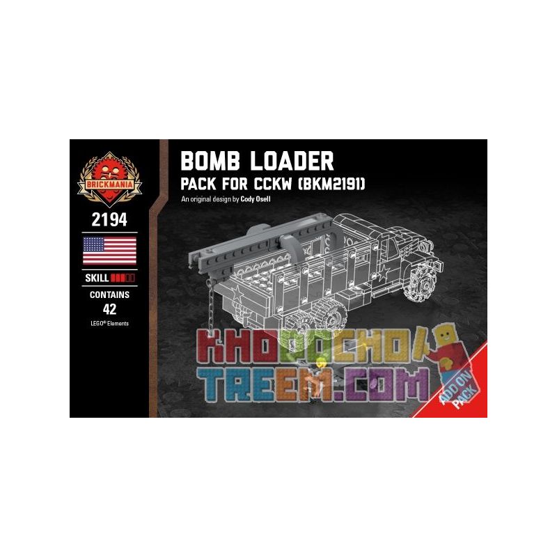 BRICKMANIA 2194 non Lego GÓI TĂNG CƯỜNG BOMB LOADER-CCKW (BKM2191) bộ đồ chơi xếp lắp ráp ghép mô hình Military Army BOMB LOADER - PACK FOR CCKW (BKM2191) Quân Sự Bộ Đội 49 khối