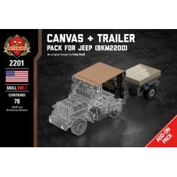 BRICKMANIA 2201 Xếp hình kiểu Lego MILITARY ARMY Canvas + Trailer - Pack For Jeep Canvas + Trailer - Jeep Supplement Package Gói Tăng Cường Canvas + Trailer-Jeep 78 khối