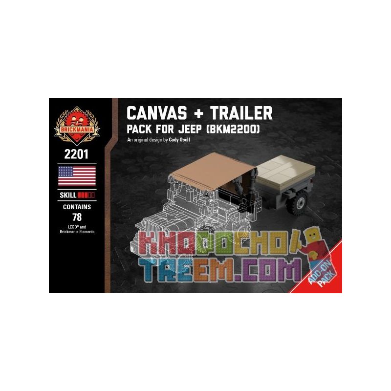 BRICKMANIA 2201 Xếp hình kiểu Lego MILITARY ARMY Canvas + Trailer - Pack For Jeep Canvas + Trailer - Jeep Supplement Package Gói Tăng Cường Canvas + Trailer-Jeep 78 khối BRICKMANIA 2201 Xếp hình kiểu Lego MILITARY ARMY Canvas + Trailer - Pack For Jeep Canvas + Trailer - Jeep Supplement Package Gói Tăng Cường Canvas + Trailer-Jeep 78 khối