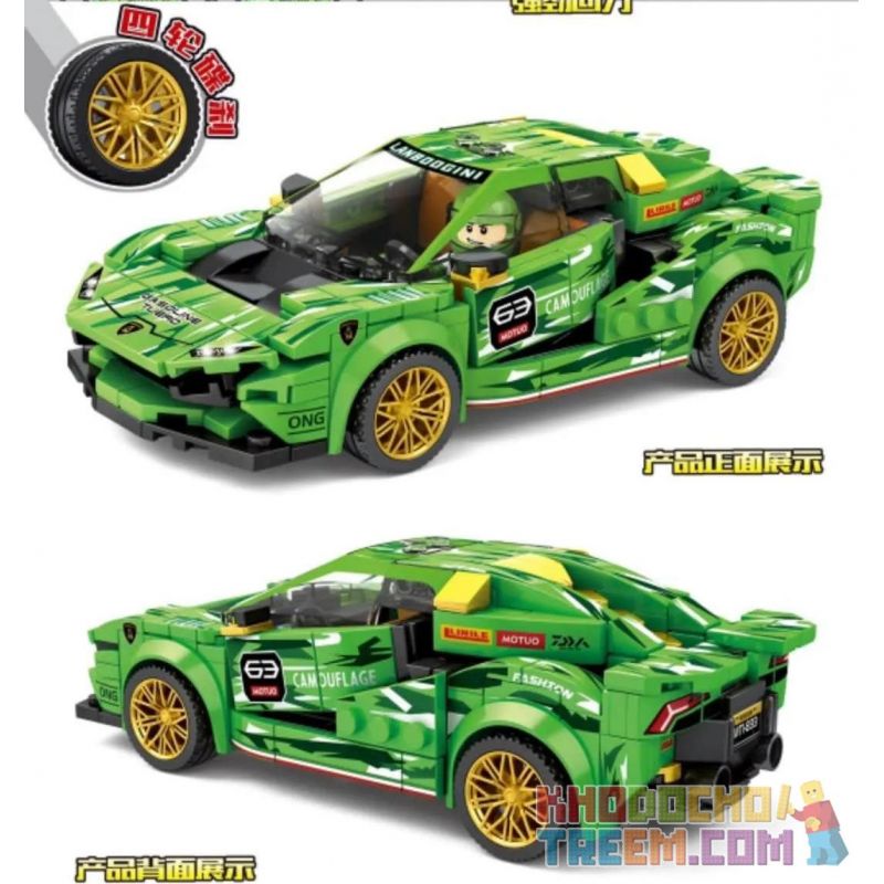LEYI 31017 non Lego XE HURACAN GT3 PULL BACK bộ đồ chơi xếp lắp ráp ghép mô hình Racing Cuộc Đua 345 khối