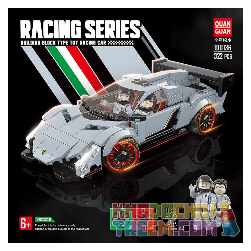 QuanGuan 100136 Quan Guan 100136 non Lego LAMBORGHINI ĐỘC bộ đồ chơi xếp lắp ráp ghép mô hình Racers RACING Đua Tốc Độ 322 khối