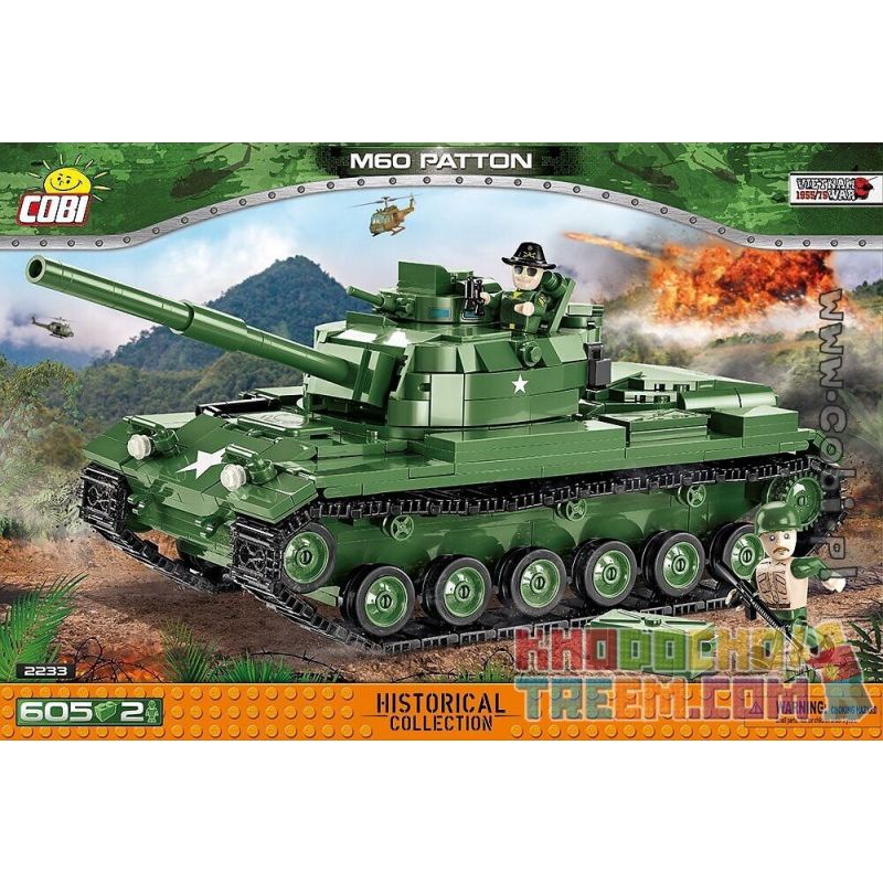 COBI 2233 non Lego XE TĂNG M60 PATTON bộ đồ chơi xếp lắp ráp ghép mô hình Military Army Quân Sự Bộ Đội 605 khối