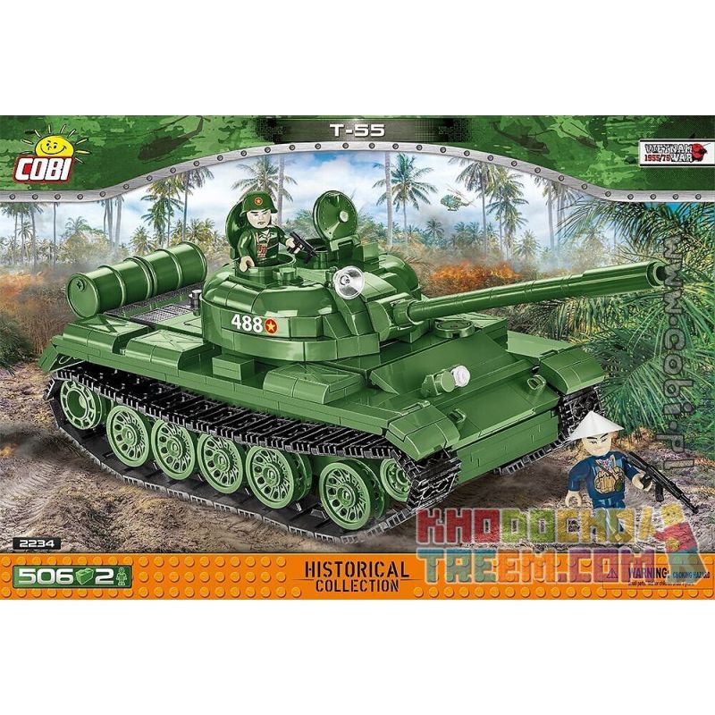 COBI 2234 non Lego XE TĂNG T-55 bộ đồ chơi xếp lắp ráp ghép mô hình Military Army Quân Sự Bộ Đội 506 khối