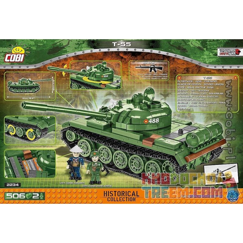 COBI CHARACTER BUILDING 2234 COBI-2234 COBI2234 non  XE TĂNG T-55 bộ đồ chơi xếp lắp ráp ghép mô hình Military Army Quân Sự Bộ Đội 506 khối COBI CHARACTER BUILDING 2234 COBI-2234 COBI2234 non  XE TĂNG T-55 bộ đồ chơi xếp lắp ráp ghép mô hình Military Army Quân Sự Bộ Đội 506 khối