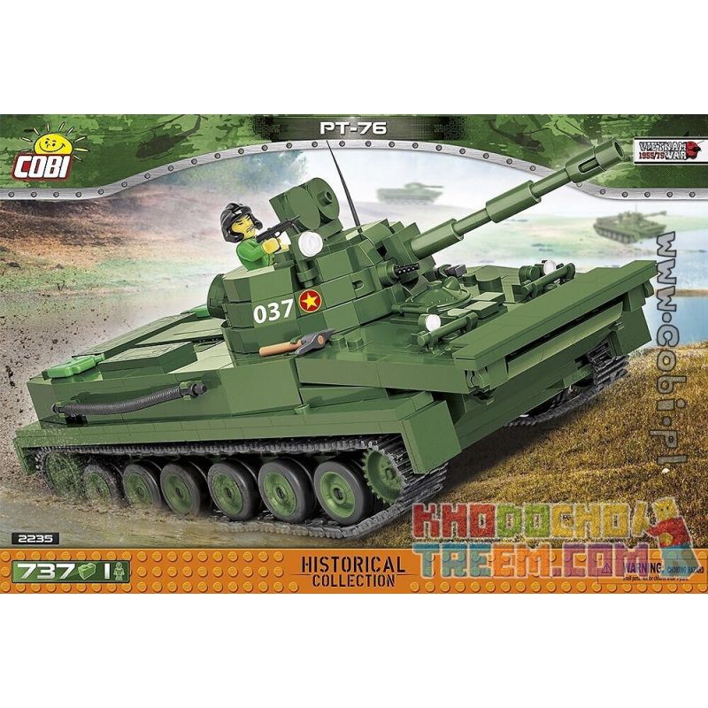 COBI 2235 non Lego XE TĂNG PT-76 bộ đồ chơi xếp lắp ráp ghép mô hình Military Army Quân Sự Bộ Đội 737 khối