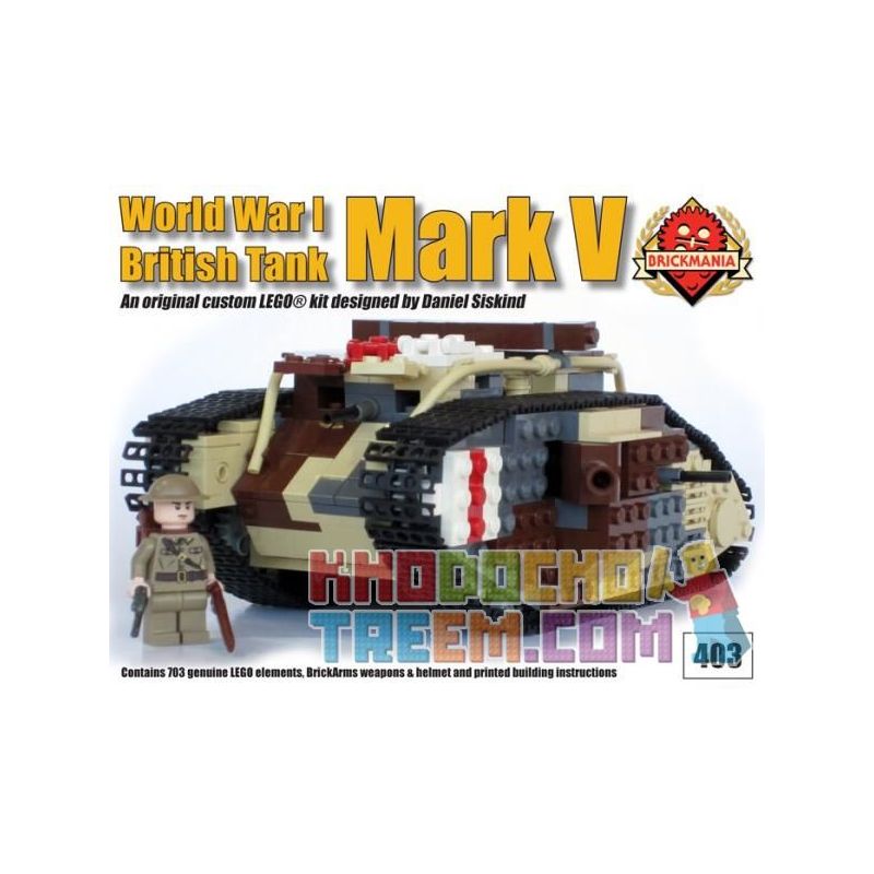 BRICKMANIA 403 Xếp hình kiểu Lego MILITARY ARMY Mark V Tank Đánh Dấu Xe Tăng V 703 khối BRICKMANIA 403 Xếp hình kiểu Lego MILITARY ARMY Mark V Tank Đánh Dấu Xe Tăng V 703 khối