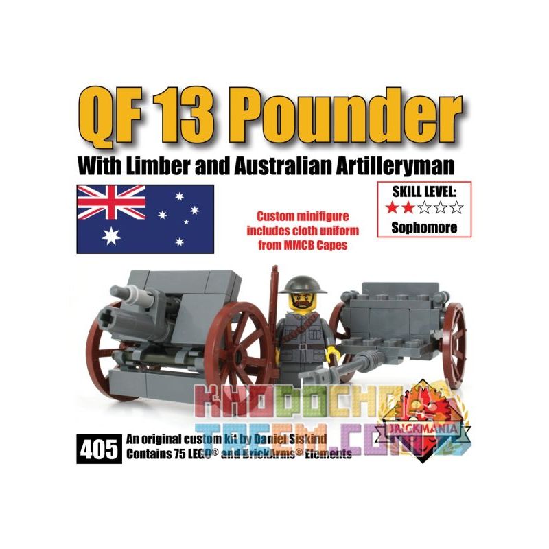 BRICKMANIA 405 Xếp hình kiểu Lego MILITARY ARMY QF 13 Pounder QF 13 Pound Wild Gun Súng Dã Chiến QF 13 Pounder 75 khối BRICKMANIA 405 Xếp hình kiểu Lego MILITARY ARMY QF 13 Pounder QF 13 Pound Wild Gun Súng Dã Chiến QF 13 Pounder 75 khối
