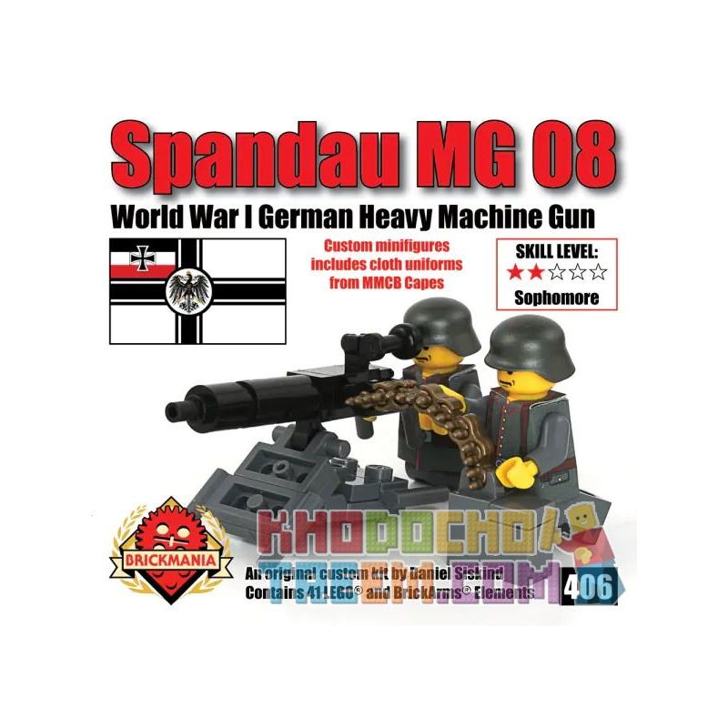 BRICKMANIA 406 Xếp hình kiểu Lego MILITARY ARMY Spandau MG 08 SPANDAU MG08 Heavy Machine Gun Súng Máy Hạng Nặng Spandau MG08 41 khối BRICKMANIA 406 Xếp hình kiểu Lego MILITARY ARMY Spandau MG 08 SPANDAU MG08 Heavy Machine Gun Súng Máy Hạng Nặng Spandau MG08 41 khối