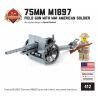 BRICKMANIA 412 non  SÚNG DÃ CHIẾN 75MM M1897 VÀ LÍNH MỸ TRONG THẾ THỨ NHẤT bộ đồ chơi xếp lắp ráp ghép mô hình Military Army 75MM M1897 FIELD GUN WITH WWI AMERICAN SOLDIER Quân Sự Bộ Đội 59 khối