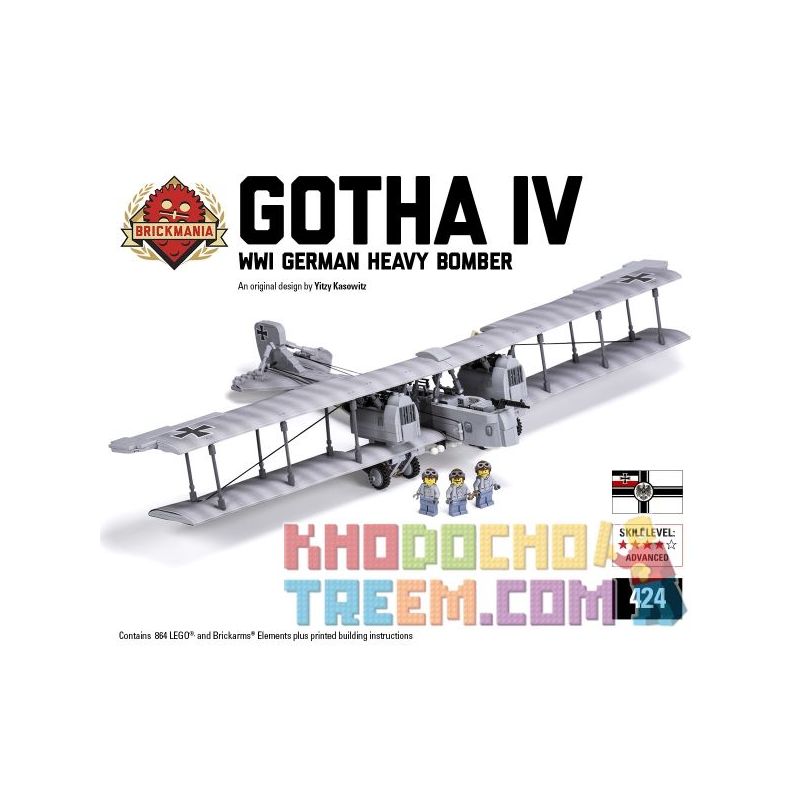 BRICKMANIA 424 Xếp hình kiểu Lego MILITARY ARMY Gotha IV - WWI German Heavy Bomber Gotta IV - World War German Heavy Bomber Gotha IV-Máy Bay Ném Bom Hạng Nặng Của Đức Trong Thế Chiến I 864 khối BRICKMANIA 424 Xếp hình kiểu Lego MILITARY ARMY Gotha IV - WWI German Heavy Bomber Gotta IV - World War German Heavy Bomber Gotha IV-Máy Bay Ném Bom Hạng Nặng Của Đức Trong Thế Chiến I 864 khối