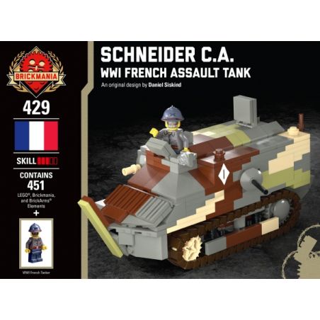 BRICKMANIA 429 non  SCHNEIDER C.A.-XE TĂNG CỦA PHÁP TRONG THẾ CHIẾN bộ đồ chơi xếp lắp ráp ghép mô hình Military Army SCHNEIDER C.A. - WWI FRENCH ASSAULT TANK Quân Sự Bộ Đội 451 khối