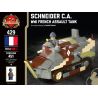 BRICKMANIA 429 non  SCHNEIDER C.A.-XE TĂNG CỦA PHÁP TRONG THẾ CHIẾN bộ đồ chơi xếp lắp ráp ghép mô hình Military Army SCHNEIDER C.A. - WWI FRENCH ASSAULT TANK Quân Sự Bộ Đội 451 khối