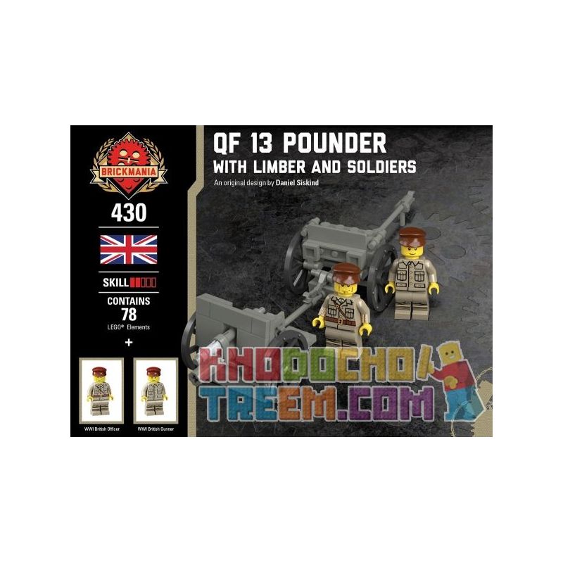BRICKMANIA 430 Xếp hình kiểu Lego MILITARY ARMY QF 13 Pounder - With Limber And Soldiers QF 13 Pound Wild Gun - And Front And Soldiers QF 13 Pounder Dã Chiến-xe Và Người Lính Phía Trước 78 khối BRICKMANIA 430 Xếp hình kiểu Lego MILITARY ARMY QF 13 Pounder - With Limber And Soldiers QF 13 Pound Wild Gun - And Front And Soldiers QF 13 Pounder Dã Chiến-xe Và Người Lính Phía Trước 78 khối