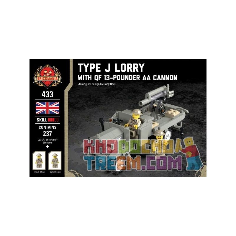 BRICKMANIA 433 Xếp hình kiểu Lego MILITARY ARMY Type J Lorry - With QF 13-Pounder AA Cannon J Truck - And 13 Pounds AA Cannon Xe Tải J Và Khẩu Pháo AA 13 Pound 237 khối BRICKMANIA 433 Xếp hình kiểu Lego MILITARY ARMY Type J Lorry - With QF 13-Pounder AA Cannon J Truck - And 13 Pounds AA Cannon Xe Tải J Và Khẩu Pháo AA 13 Pound 237 khối
