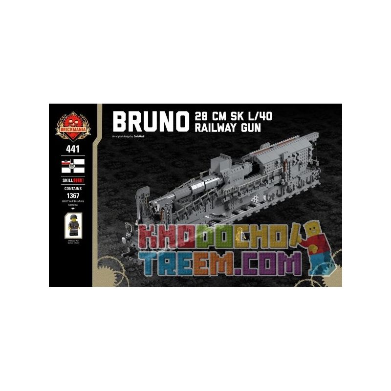 BRICKMANIA 441 Xếp hình kiểu Lego MILITARY ARMY Bruno - 28 Cm SK L 40 Railway Gun Bruno - 28 Cm SK L 40 Train Gun Súng Tàu Bruno-28 Cm SK L 40 1367 khối BRICKMANIA 441 Xếp hình kiểu Lego MILITARY ARMY Bruno - 28 Cm SK L 40 Railway Gun Bruno - 28 Cm SK L 40 Train Gun Súng Tàu Bruno-28 Cm SK L 40 1367 khối