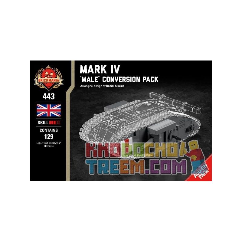 BRICKMANIA 443 Xếp hình kiểu Lego MILITARY ARMY Mark IV - "Male" Conversion Pack Mark IV - "MALE" Convert Pack Mark IV- Gói Chuyển đổi "Nam" 129 khối BRICKMANIA 443 Xếp hình kiểu Lego MILITARY ARMY Mark IV - "Male" Conversion Pack Mark IV - "MALE" Convert Pack Mark IV- Gói Chuyển đổi "Nam" 129 khối