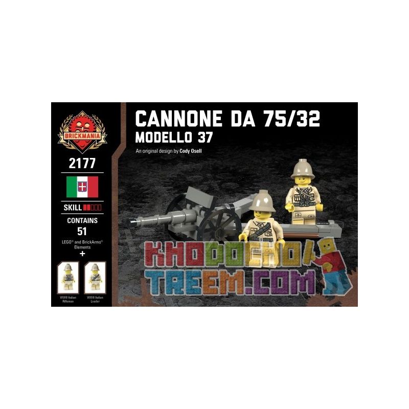 BRICKMANIA 2177 Xếp hình kiểu Lego MILITARY ARMY Cannone Da 75 32 - Modello 37 Cannon From 75 32 - Model 37 加农炮 Pháo 75 32 - Kiểu 37 加农炮 51 khối BRICKMANIA 2177 Xếp hình kiểu Lego MILITARY ARMY Cannone Da 75 32 - Modello 37 Cannon From 75 32 - Model 37 加农炮 Pháo 75 32 - Kiểu 37 加农炮 51 khối