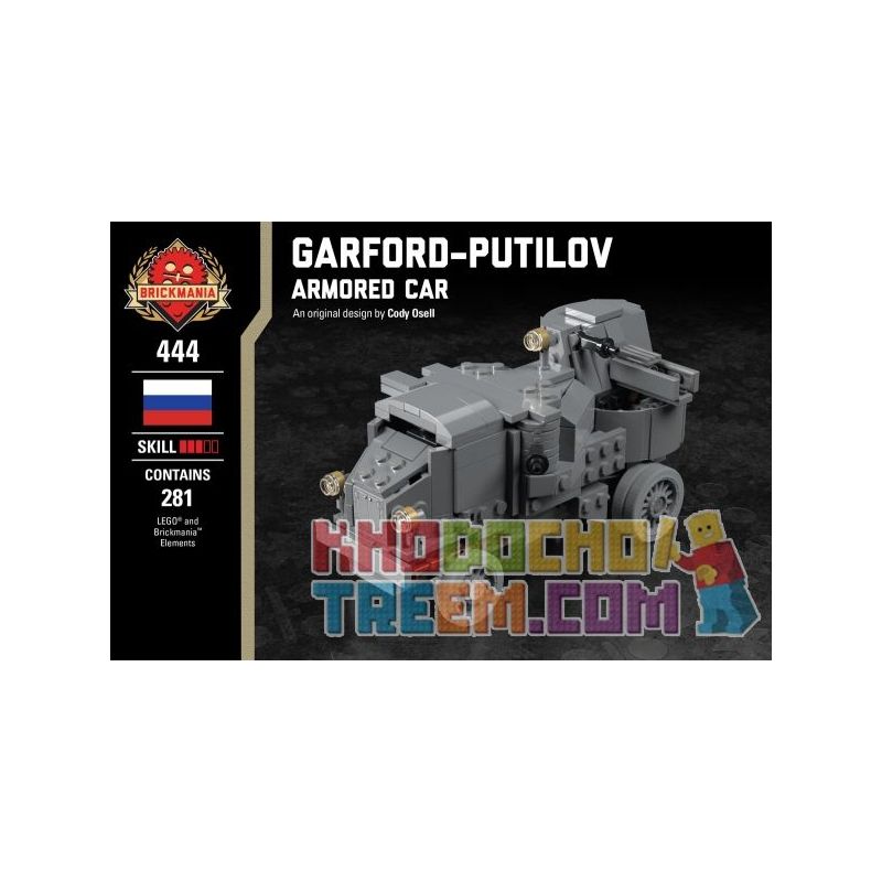 BRICKMANIA 444 non Lego XE BỌC THÉP GARFORD-PUTILOV bộ đồ chơi xếp lắp ráp ghép mô hình Military Army GARFORD-PUTILOV ARMORED CAR Quân Sự Bộ Đội 281 khối