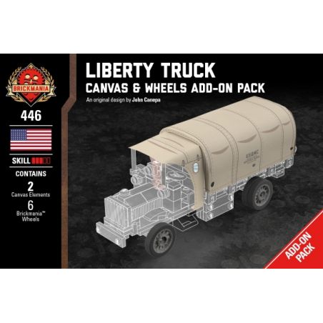 BRICKMANIA 446 non  GÓI PHỤ KIỆN BÁNH XE VÀ VẢI BẠT CHO TẢI LIBERTY bộ đồ chơi xếp lắp ráp ghép mô hình Military Army LIBERTY TRUCK CANVAS & WHEELS ADD-ON PACK Quân Sự Bộ Đội 10 khối