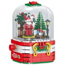ZHEGAO QL0985 0985 non  HỘP NHẠC GIÁNG SINH bộ đồ chơi xếp lắp ráp ghép mô hình MERRY CHRISTMAS 348 khối