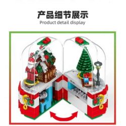 ZHEGAO QL0985 0985 non  HỘP NHẠC GIÁNG SINH bộ đồ chơi xếp lắp ráp ghép mô hình MERRY CHRISTMAS 348 khối