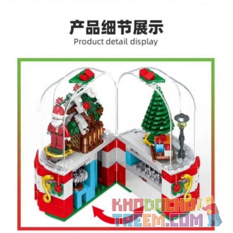 ZHEGAO QL0985 0985 non  HỘP NHẠC GIÁNG SINH bộ đồ chơi xếp lắp ráp ghép mô hình MERRY CHRISTMAS 348 khối