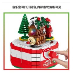 ZHEGAO QL0985 0985 non  HỘP NHẠC GIÁNG SINH bộ đồ chơi xếp lắp ráp ghép mô hình MERRY CHRISTMAS 348 khối