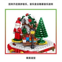 ZHEGAO QL0985 0985 non  HỘP NHẠC GIÁNG SINH bộ đồ chơi xếp lắp ráp ghép mô hình MERRY CHRISTMAS 348 khối
