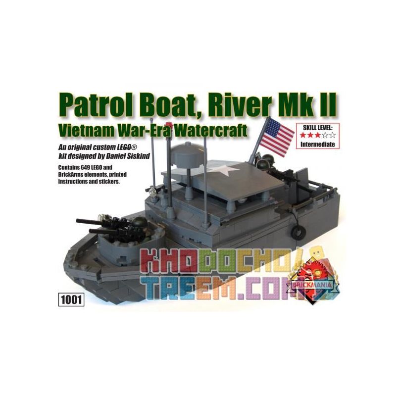 BRICKMANIA 1001 Xếp hình kiểu Lego MILITARY ARMY Patrol Boat Riverine MKII Riverine MKII Courbirth Tàu Du Lịch Riverine MKII 646 khối BRICKMANIA 1001 Xếp hình kiểu Lego MILITARY ARMY Patrol Boat Riverine MKII Riverine MKII Courbirth Tàu Du Lịch Riverine MKII 646 khối