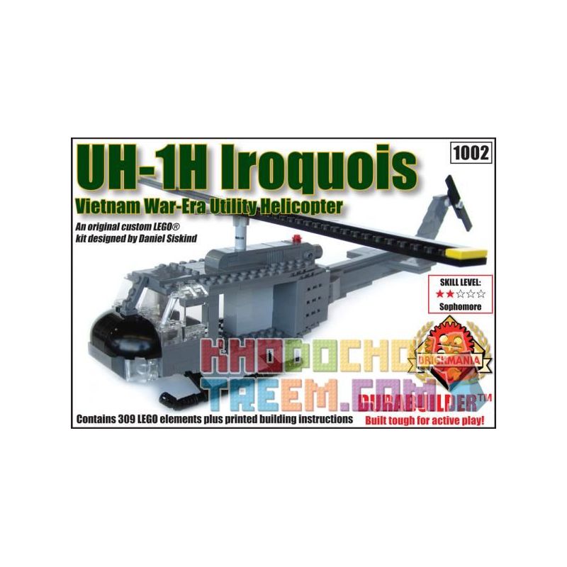 BRICKMANIA 1002 Xếp hình kiểu Lego MILITARY ARMY UH-1H Iroquois - Durabuilder Kit UH-1H Helicopter - Durabuilder Kit Bộ Dụng Cụ Trực Thăng UH-1H-Durabuilder 309 khối BRICKMANIA 1002 Xếp hình kiểu Lego MILITARY ARMY UH-1H Iroquois - Durabuilder Kit UH-1H Helicopter - Durabuilder Kit Bộ Dụng Cụ Trực Thăng UH-1H-Durabuilder 309 khối