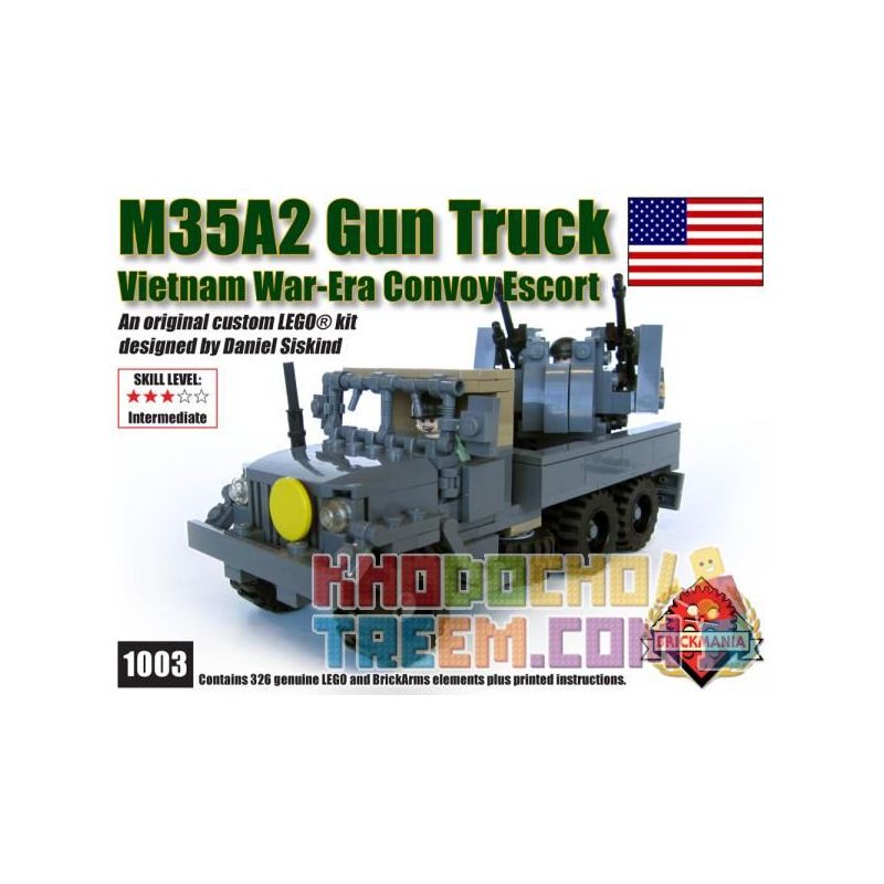 BRICKMANIA 1003 Xếp hình kiểu Lego MILITARY ARMY M35A2 GUN TRUCK M35A2 Armed Truck Xe Tải Vũ Trang M35A2 326 khối BRICKMANIA 1003 Xếp hình kiểu Lego MILITARY ARMY M35A2 GUN TRUCK M35A2 Armed Truck Xe Tải Vũ Trang M35A2 326 khối