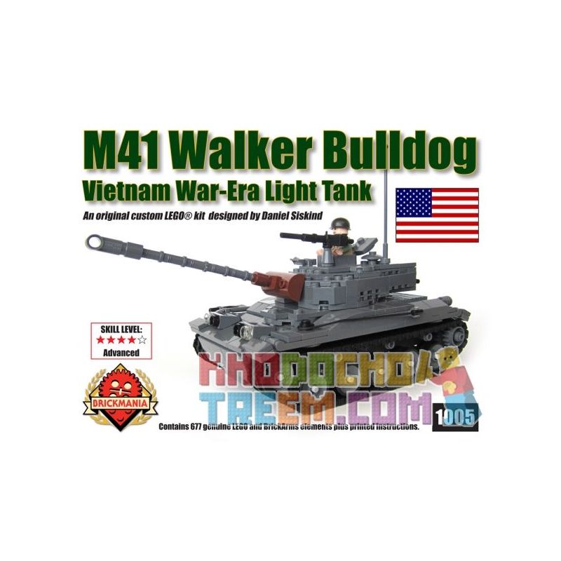 BRICKMANIA 1005 non Lego XE T NG H NG NH M41 WALKER BULLDOG b ch i x p l p rap ghep mo hinh Military Army M41 WALKER BULLDOG LIGHT TANK Quan S B i 677 kh i