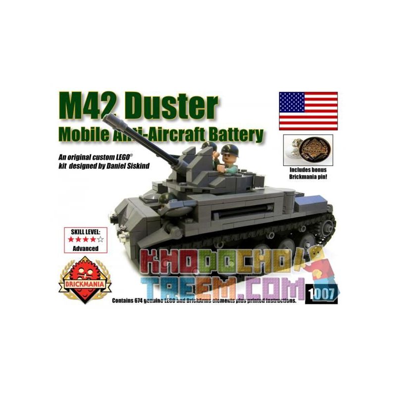 BRICKMANIA 1007 Xếp hình kiểu Lego MILITARY ARMY M42 Duster 40mm AA Battery M42 40mm Air Defense Gun AA Battery Xe Pháo Phòng Không M42 40mm Pin AA 674 khối BRICKMANIA 1007 Xếp hình kiểu Lego MILITARY ARMY M42 Duster 40mm AA Battery M42 40mm Air Defense Gun AA Battery Xe Pháo Phòng Không M42 40mm Pin AA 674 khối