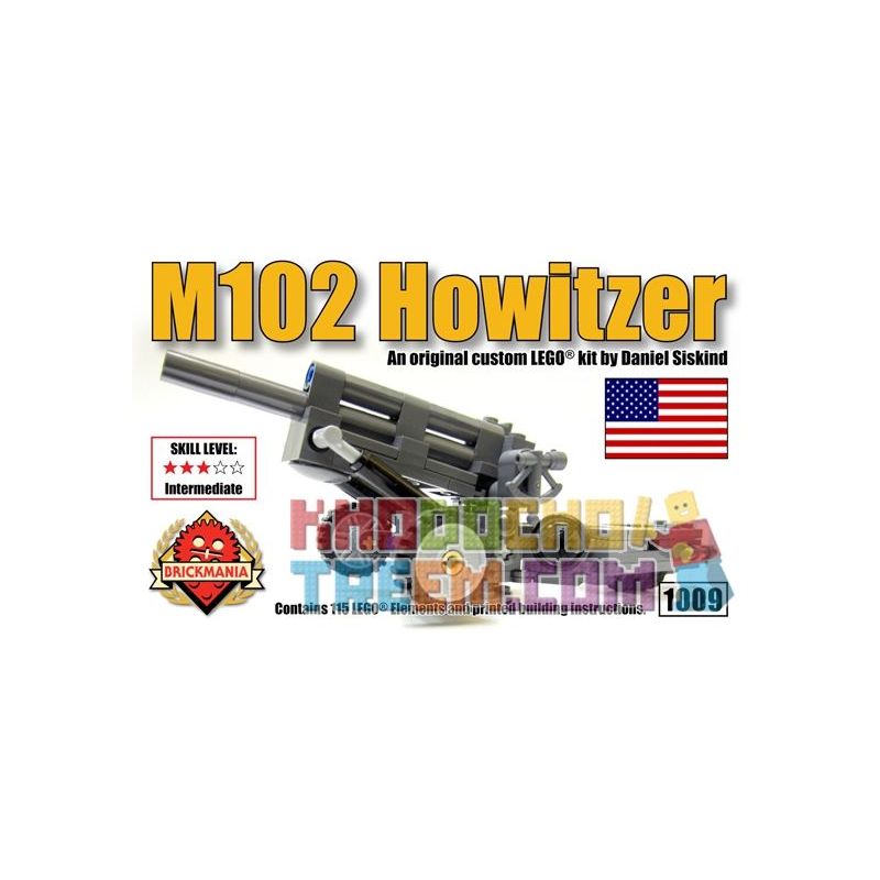 BRICKMANIA 1009 non Lego LỰU PHÁO M102 bộ đồ chơi xếp lắp ráp ghép mô hình Military Army M102 HOWITZER Quân Sự Bộ Đội 115 khối