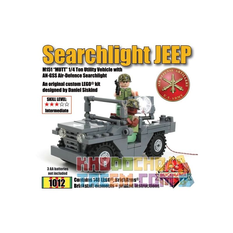BRICKMANIA 1012 Xếp hình kiểu Lego MILITARY ARMY Searchlight Jeep With Brickstuff Light Effects Search Light Jeep And Lighting Effect Parts Đèn Pha Xe Jeep Và Các Bộ Phận Hiệu ứng ánh Sáng 148 khối BRICKMANIA 1012 Xếp hình kiểu Lego MILITARY ARMY Searchlight Jeep With Brickstuff Light Effects Search Light Jeep And Lighting Effect Parts Đèn Pha Xe Jeep Và Các Bộ Phận Hiệu ứng ánh Sáng 148 khối