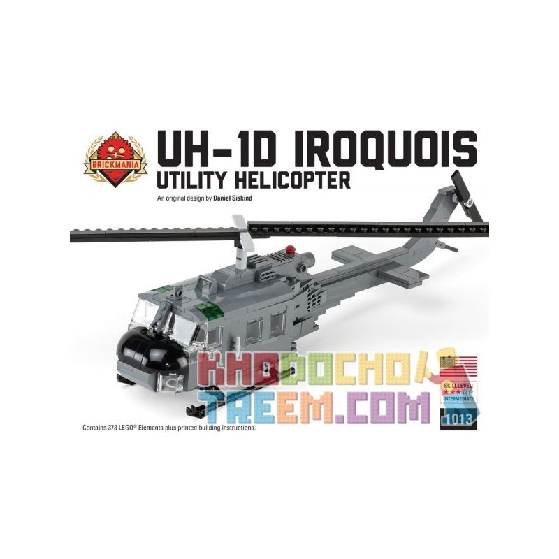 BRICKMANIA 1013 Xếp hình kiểu Lego MILITARY ARMY UH-1D Iroquois UH-1D Helicopter Trực Thăng UH-1D 378 khối BRICKMANIA 1013 Xếp hình kiểu Lego MILITARY ARMY UH-1D Iroquois UH-1D Helicopter Trực Thăng UH-1D 378 khối