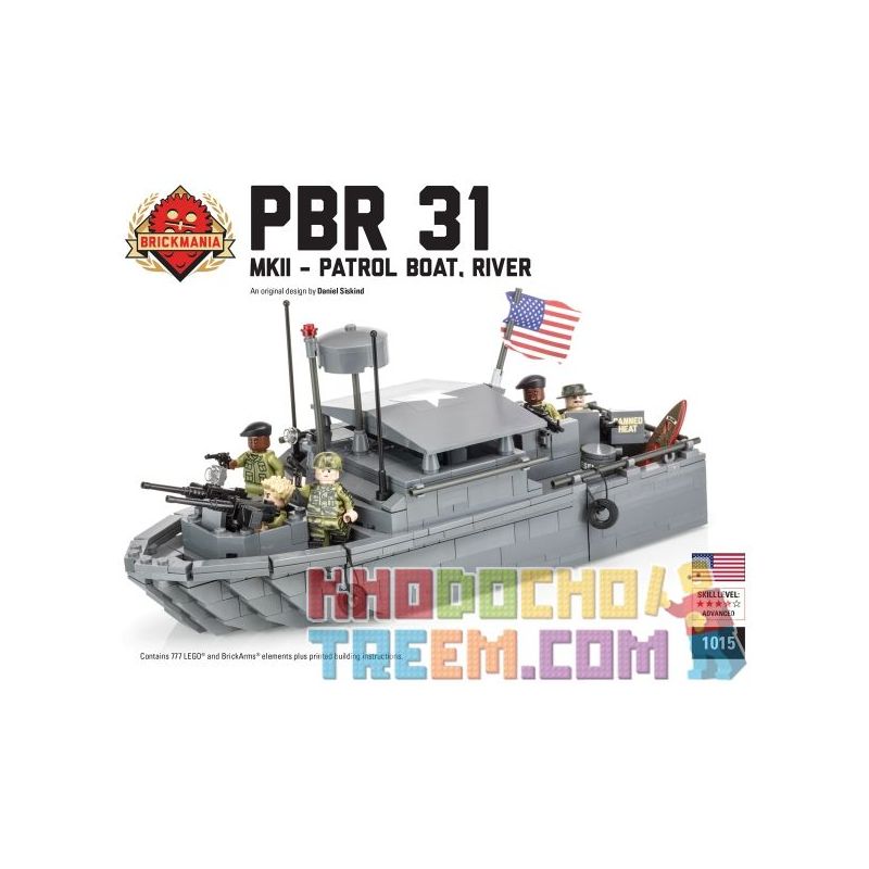 BRICKMANIA 1015 non Lego PBR 31 MKII-TÀU TUẦN TRA bộ đồ chơi xếp lắp ráp ghép mô hình Military Army PBR 31 MKII – PATROL BOAT RIVER Quân Sự Bộ Đội 653 khối