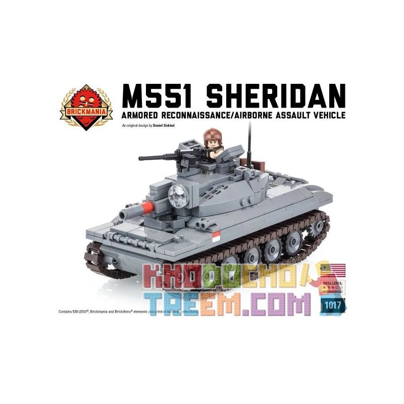 BRICKMANIA 1017 Xếp hình kiểu Lego MILITARY ARMY M551 Sheridan M551 Sherden Tank Xe Tăng M551 Sheridan 538 khối BRICKMANIA 1017 Xếp hình kiểu Lego MILITARY ARMY M551 Sheridan M551 Sherden Tank Xe Tăng M551 Sheridan 538 khối