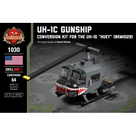 BRICKMANIA 1030 non  GÓI SỬA ĐỔI UH-1C GUNSHIP-UH-1D (BKM1029) bộ đồ chơi xếp lắp ráp ghép mô hình Military Army UH-1C GUNSHIP CONVERSION KIT FOR THE UH-1D “HUEY” (BKM1029) Quân Sự Bộ Đội 64 khối
