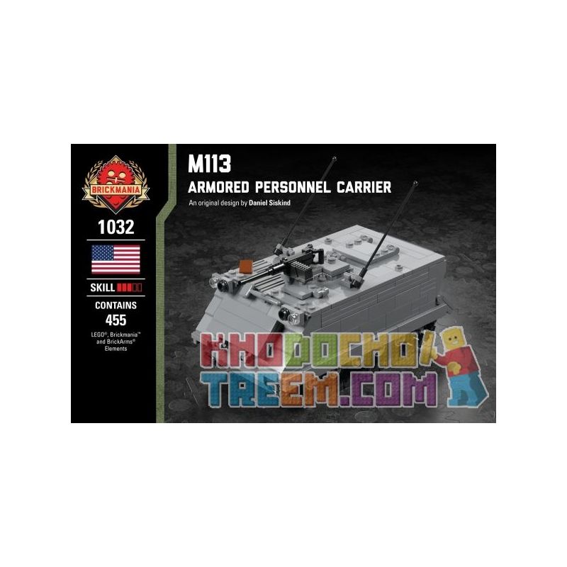 BRICKMANIA 1032 Xếp hình kiểu Lego MILITARY ARMY M113 - Armored Personnel Carrier M113 Armored Shipper Tàu Sân Bay Bọc Thép M113 455 khối BRICKMANIA 1032 Xếp hình kiểu Lego MILITARY ARMY M113 - Armored Personnel Carrier M113 Armored Shipper Tàu Sân Bay Bọc Thép M113 455 khối