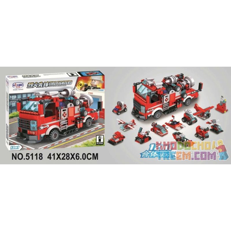 Winner 5118 non Lego 12 TỔ HỢP XE CỨU HỎA ĐƯỜNG HẦM ĐA CHỨC NĂNG bộ đồ chơi xếp lắp ráp ghép mô hình Fire Rescure FIRE FIGHTERS 336 khối