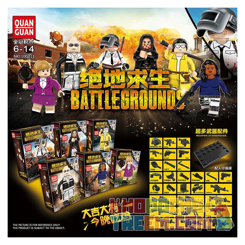 100011 non Lego CHIẾN TRƯỜNG CỦA NGƯỜI CHƠI VÔ DANH bộ đồ chơi xếp lắp ráp ghép mô hình Pubg Battlegrounds Bắn Súng