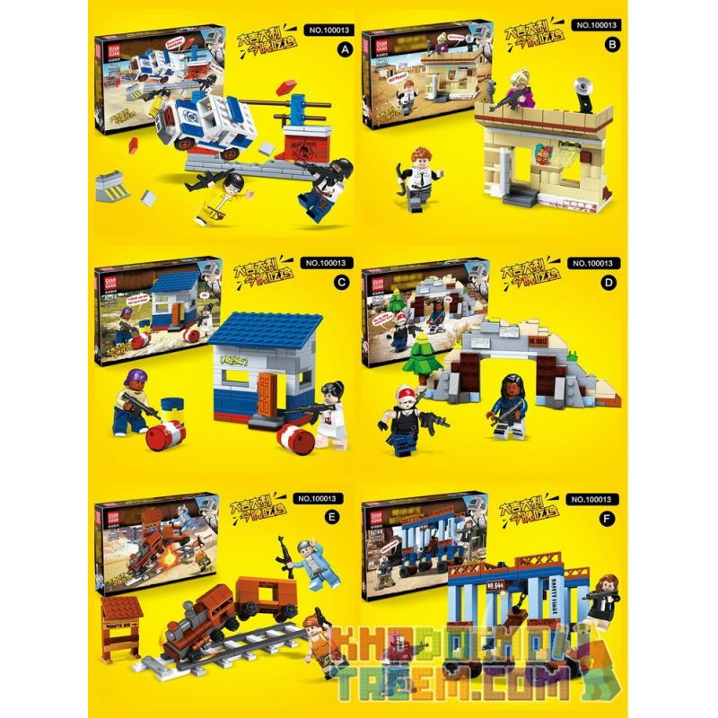 100013 non Lego CHIẾN TRƯỜNG CỦA NGƯỜI CHƠI VÔ DANH bộ đồ chơi xếp lắp ráp ghép mô hình Pubg Battlegrounds Bắn Súng